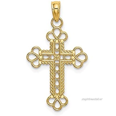 15mm 14ct Gold Rope Frame Block Religious Faith Cross with Club Tips Cu Out and Textured Jewelry Gifts for Women