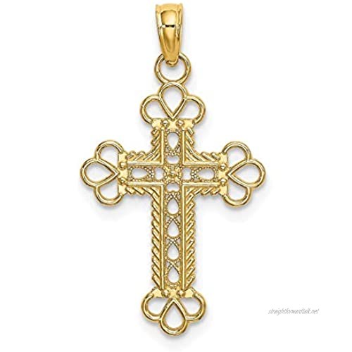 15mm 14ct Gold Rope Frame Block Religious Faith Cross with Club Tips Cu Out and Textured Jewelry Gifts for Women