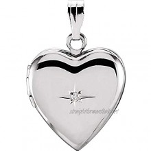 925 Sterling Silver .01 CTW Diamond Heart Locket for Women