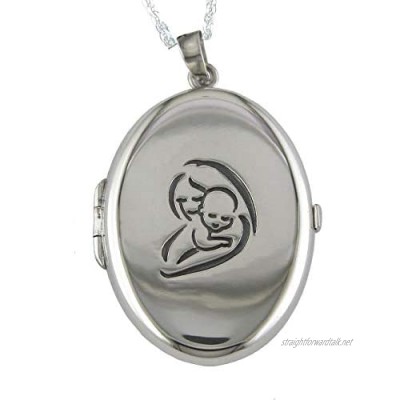 Alylosilver Women's Silver Mother's Locket Pendant Necklace - Includes a 45 cm Silver Chain and a Gift Box