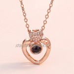 Auifor New Women Valentine's Day Gift Necklace I Love You Projection Pendant Unique Necklace(Rose Gold)