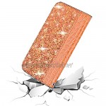 Boloker for Sony Xperia 10 Case [With Tempered Glass Screen Protector] [Kickstand] [Card Holder] Premium Soft PU Leather Bling Sparkly Design Protective Case(Orange)