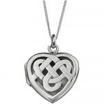 Celtic Eternity Interlaced Knotwork Love Heart Shape Locket Necklace Pendant - Includes 18 Silver Chain