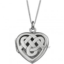 Celtic Eternity Interlaced Knotwork Love Heart Shape Locket Necklace Pendant - Includes 18" Silver Chain