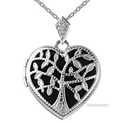 Cooksongold Sterling Silver Valentine's Day Heart Shaped Locket Tree of Life Design 17mm on 18"/45cm Chain