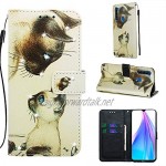 Fatcatparadise for Xiaomi Redmi Note 8T Case [With Tempered Glass Screen Protector] [Kickstand] Retro Flip Case Sparkly Diamonds PU Leather Wallet Fashion Protective Case (Cat)