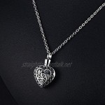FOXI YOUTH Gothic Womens Stainless Steel Heart Shape Hollowed Mom Urn Necklaces for Ashes