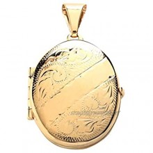 Genuine 9ct Yellow Gold Engraved Oval Family Locket Brand New