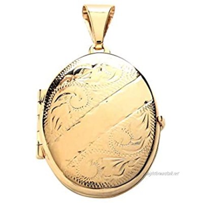 Genuine 9ct Yellow Gold Engraved Oval Family Locket Brand New