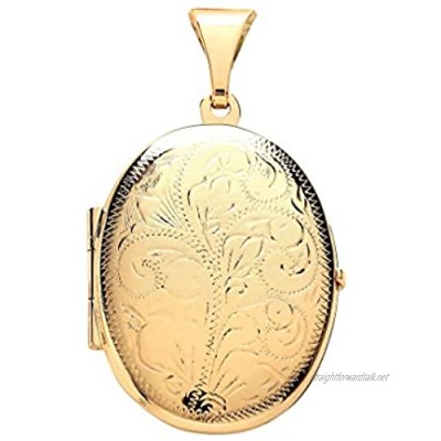 Genuine 9ct Yellow Gold Engraved Oval Locket Brand New