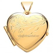 Genuine 9ct Yellow Gold Half Engraved Heart Locket Brand New
