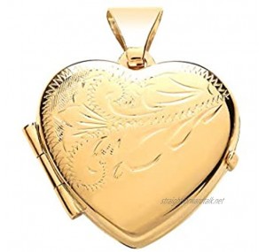 Genuine 9ct Yellow Gold Half Engraved Heart Locket Brand New