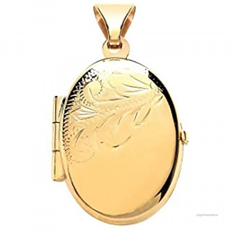 Genuine 9ct Yellow Gold Half Engraved Oval Locket Brand New