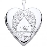 Genuine Sterling Silver 20mm Angel Wings Heart Locket Brand New