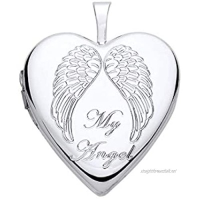 Genuine Sterling Silver 20mm Angel Wings Heart Locket Brand New