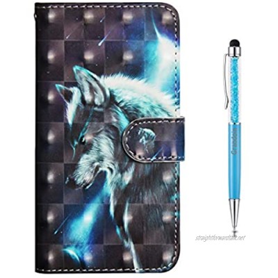Grandoin Case for Samsung Galaxy A30S 3D Premium PU Leather Unique Design Magnetic Flip Cover with Card Slots Holders [Soft Silicone Inner] Bookstyle Wallet Case (Wolf)