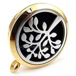 Home Wang Perfume Pendant Round Luck Tree (20Mm-30Mm) Aromatherapy/Essential Oils Stainless Steel Magnet Perfume Diffuser Necklace-30Mm