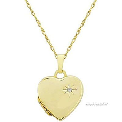Mark Milton Womens Diamond Heart Locket - Yellow Gold
