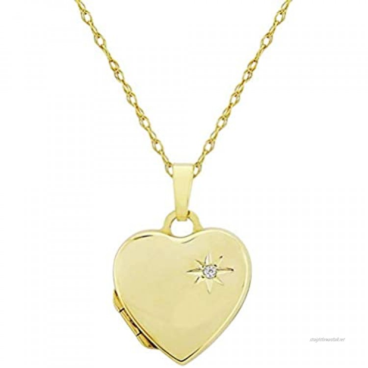 Mark Milton Womens Diamond Heart Locket - Yellow Gold
