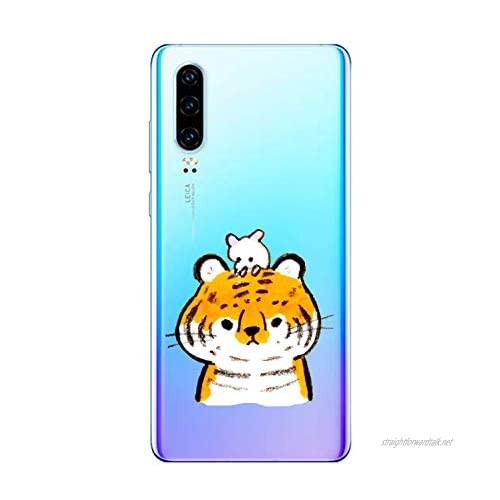 Oihxse Case Compatible with Huawei P30 Clear with Chic Design Soft TPU Silicone Ultra Thin Slim Fit [Shockproof] [Anti-fingerprint] Crystal Transparent Case Cover Bumper Skin Tiger