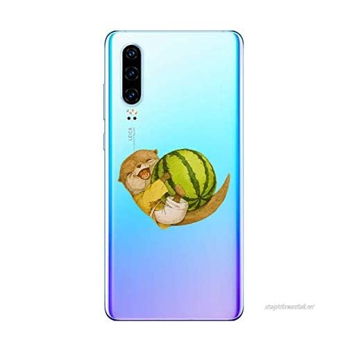 Oihxse TPU Bumper Compatible with Huawei P30 Crystal Clear Soft Silicone Case with Fashion Design Slim Shockproof Transparent Back Cover for Huawei P30 Fox Watermelon
