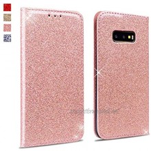 OKZone Case for Galaxy S10E Case glitter Bling Glitter Sparkly PU Leather Flip Wallet [Card Slot] [Stand Function] [Magnetic Closure] [Inner Soft TPU] Case For Samsung Galaxy S10E (Rose Gold)