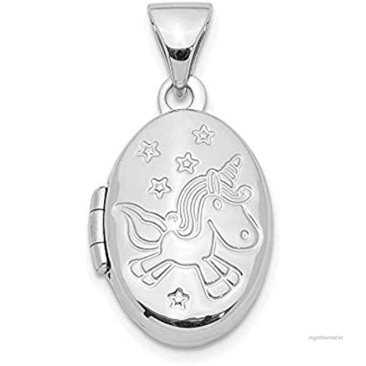 Ryan Jonathan Fine Jewelry Sterling Silver 16mm Unicorn Locket Pendant Necklace