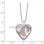 Ryan Jonathan Fine Jewelry Sterling Silver 20mm with Enameled Butterflies Heart Locket Necklace 18