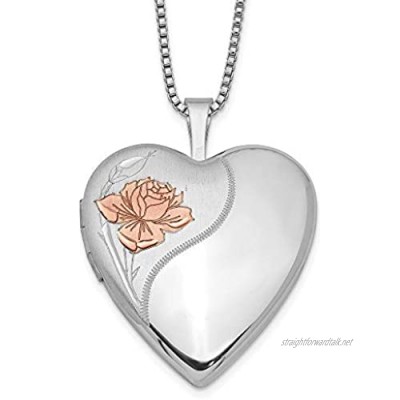 Ryan Jonathan Fine Jewelry Sterling Silver 20mm with Enameled Rose Heart Locket Necklace 18"