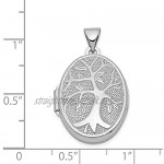 Ryan Jonathan Fine Jewelry Sterling Silver 21x16mm Oval Tree Locket Pendant Necklace