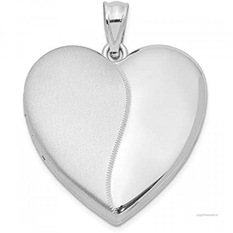 Ryan Jonathan Fine Jewelry Sterling Silver 24mm and Satin Heart Locket Pendant Necklace