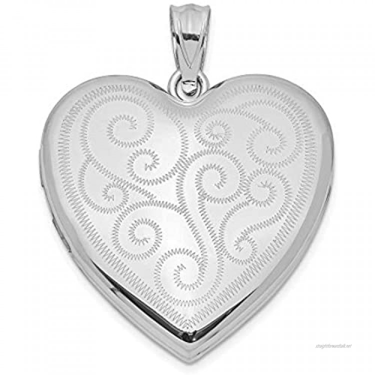 Ryan Jonathan Fine Jewelry Sterling Silver 24mm Swirl Design Heart Locket Pendant Necklace