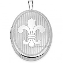 Ryan Jonathan Fine Jewelry Sterling Silver 26mm Fleur De Lis Oval Locket Pendant Necklace