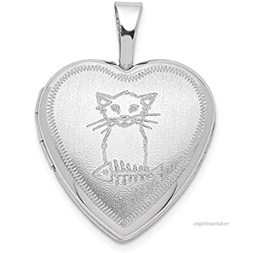 Ryan Jonathan Fine Jewelry Sterling Silver Cat with Fish Heart Locket Pendant Necklace