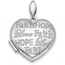 Ryan Jonathan Fine Jewelry Sterling Silver Faith Hope Love Heart Locket Pendant Necklace