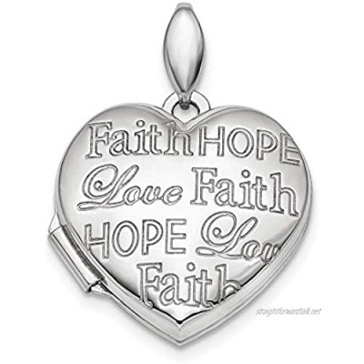 Ryan Jonathan Fine Jewelry Sterling Silver Faith Hope Love Heart Locket Pendant Necklace