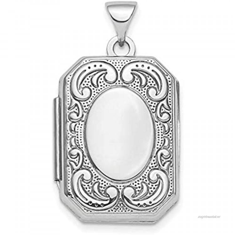 Ryan Jonathan Fine Jewelry Sterling Silver Fancy Scroll 21mm Octagonal Locket Pendant Necklace