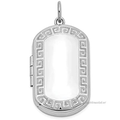 Ryan Jonathan Fine Jewelry Sterling Silver Greek Key Border Rectangular Locket Pendant Necklace