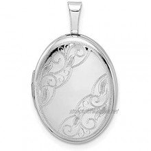 Ryan Jonathan Fine Jewelry Sterling Silver Side Swirls 19mm Oval Locket Pendant Necklace