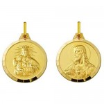 Scapular Medal 18 Carat Gold (750°/00) Carmel/Sacred Heart