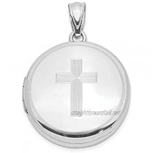 Sterling Silver 20mm Cross Round Locket Pendant Necklace
