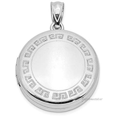 Sterling Silver 20mm Etched Design Round Locket Pendant Necklace