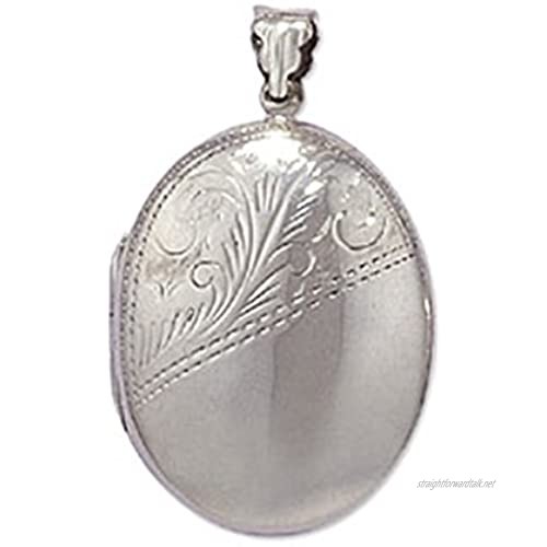 Sterling Silver Half Engraved Oval Locket
