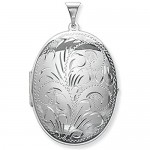 Sterling Silver Large Full Engraved Oval Locket