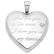 Sterling Silver Rhodium-plate God Has. Diamond Ash Holder Heart Locket for Women