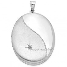 Sterling Silver Rhodium-plated Diamond Star Ash Holder Oval Locket for Women
