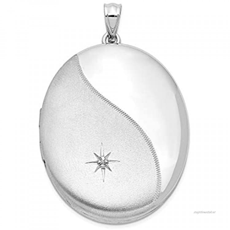 Sterling Silver Rhodium-plated Diamond Star Ash Holder Oval Locket for Women