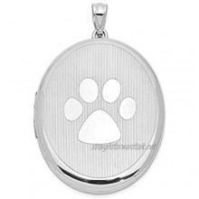 Sterling Silver Rhodium-plated Paw Print Ash Holder Oval Locket for Women