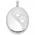 Sterling Silver Rhodium-plated Paw Prints Ash Holder Oval Locket for Women