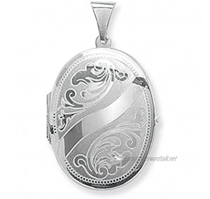 Sterling Silver Small Engraved Oval Locket